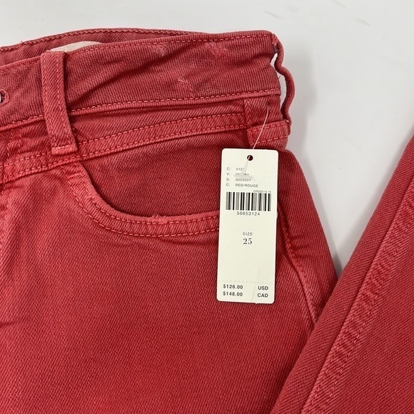 ANTHROPOLOGIE red Straight Jeans 25 - Picture 6 of 9